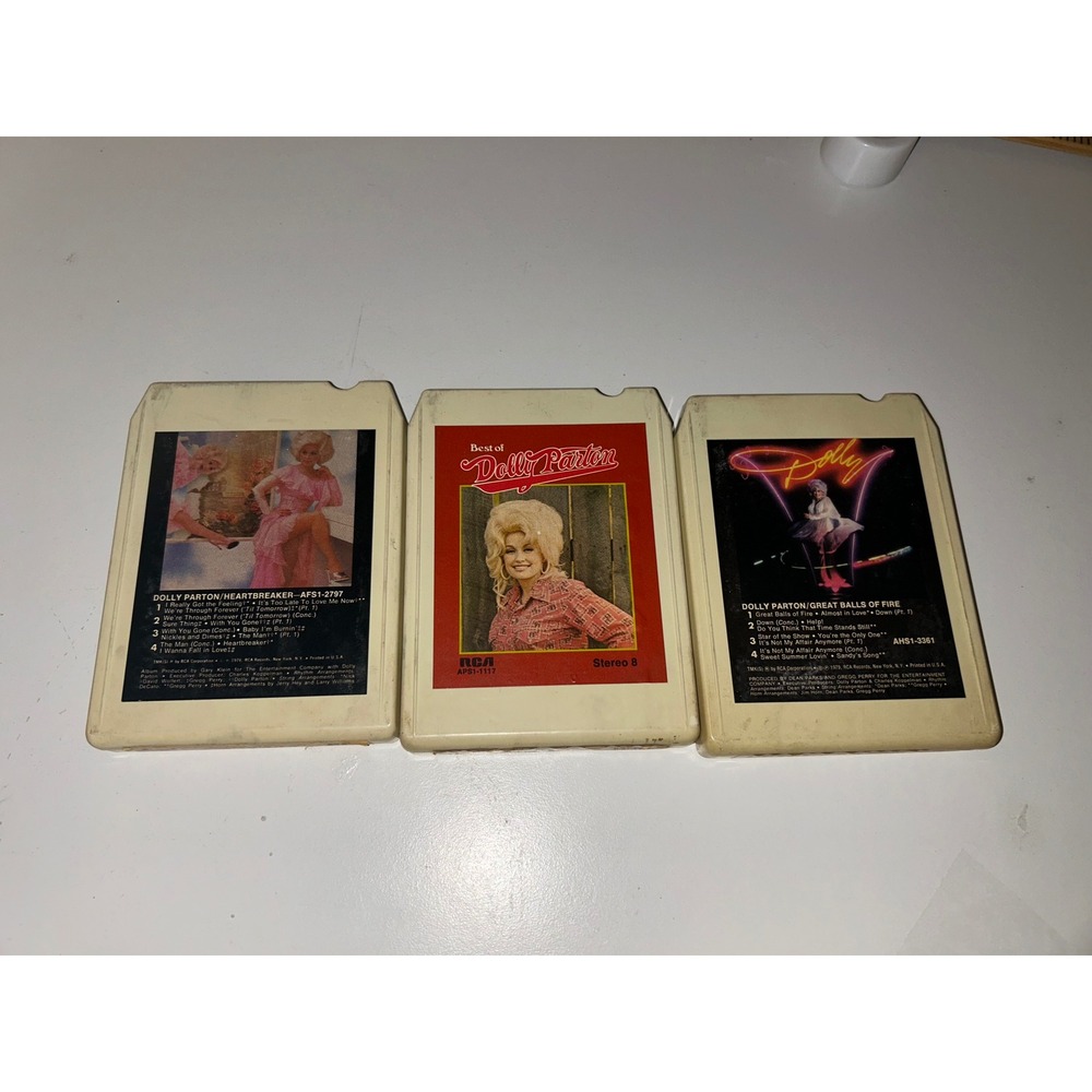 Dolly Parton 8-Track Tape Lot Heartbreaker Best of Great Balls of Fire RCA
